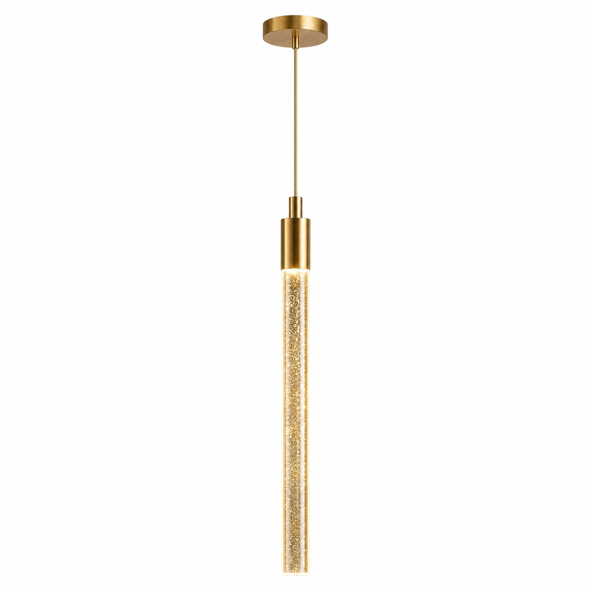Pendente LED Cilíndrico Crystal Ice Gold