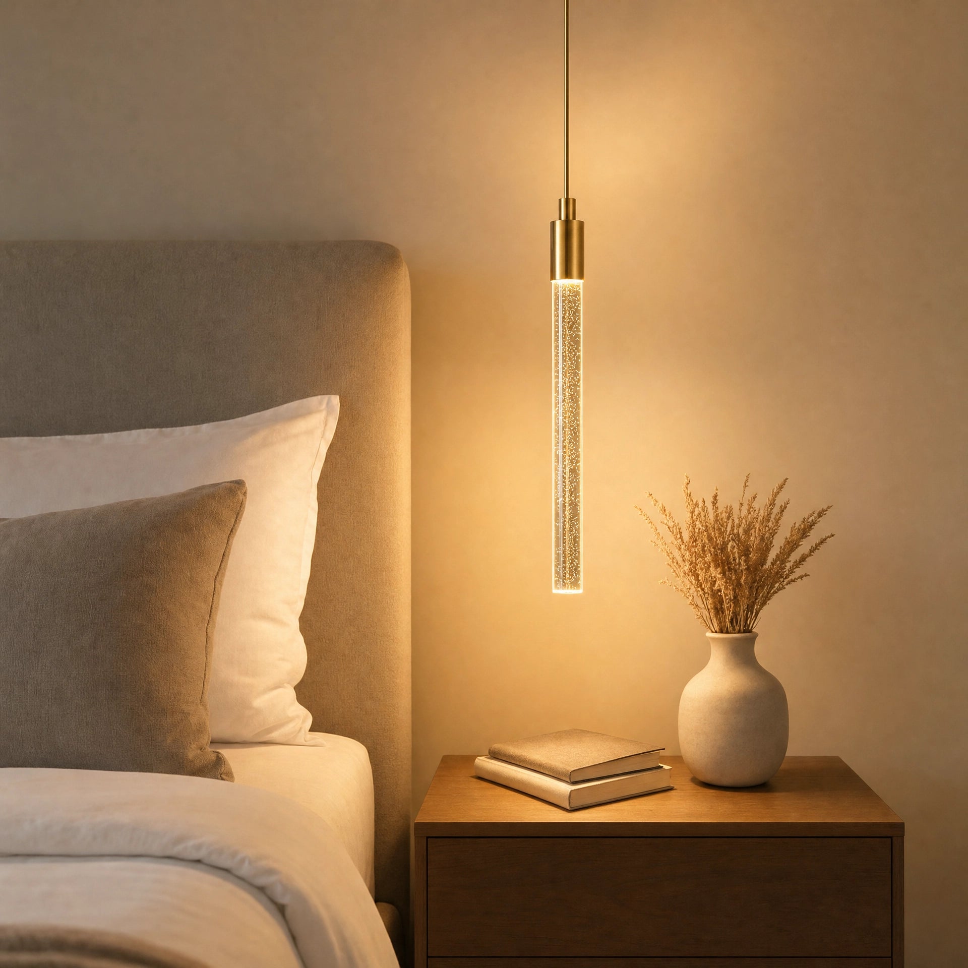 Pendente LED Cilíndrico Crystal Ice Gold
