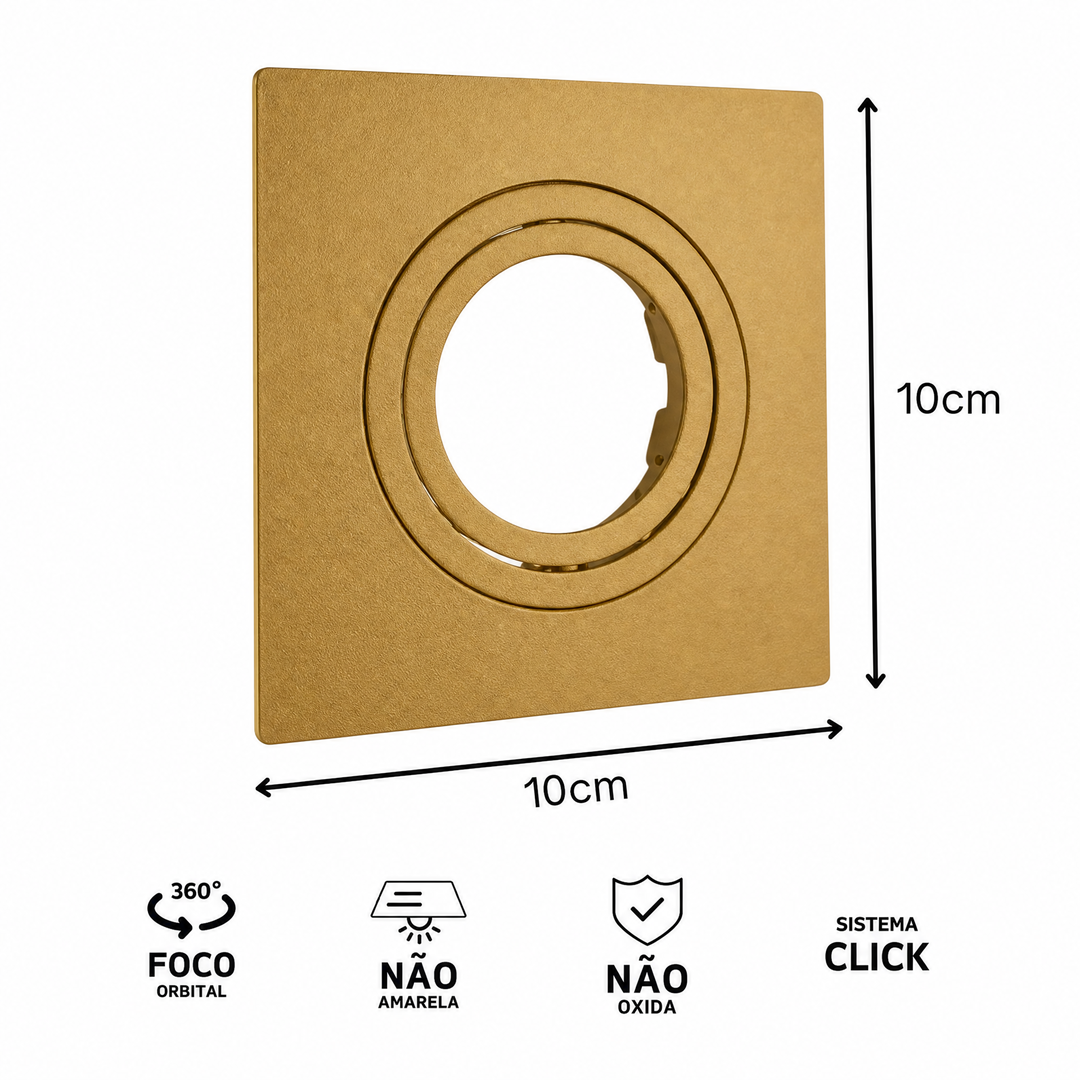 Kit 5 Spots de Embutir Quadrado Vertex Gold