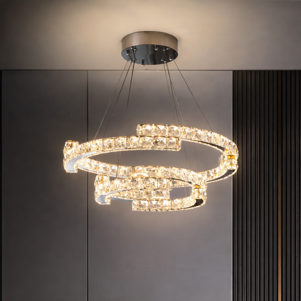 Lustre de Cristal K9 60/40 cm — LED 250W Dimerizável