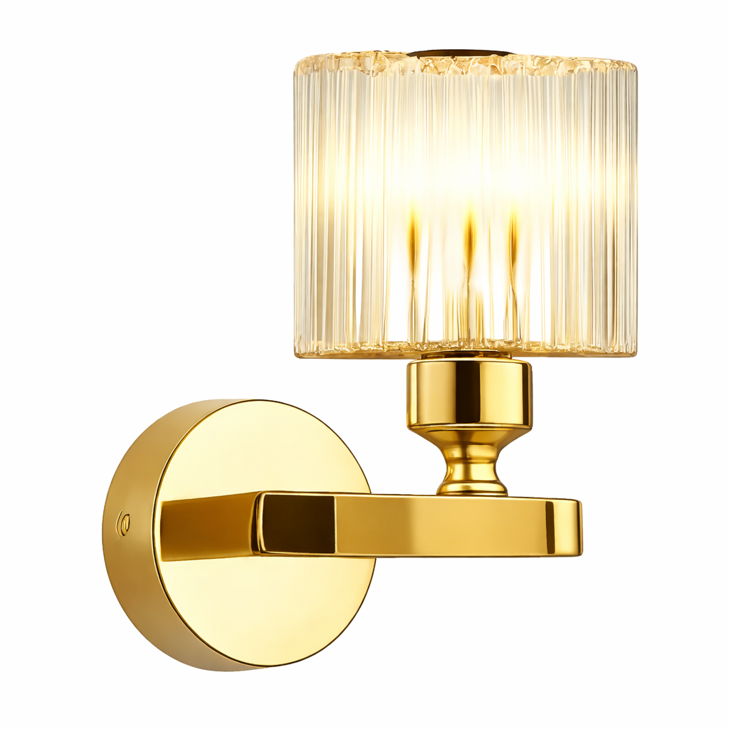 Arandela de Parede Cristal Prime — E27 (Preto ou Dourado) + Lâmpada 4W Inclusa