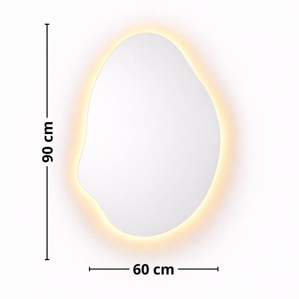 Espelho Orgânico com LED Botão Mágico 90×60 cm (Lumme Design)