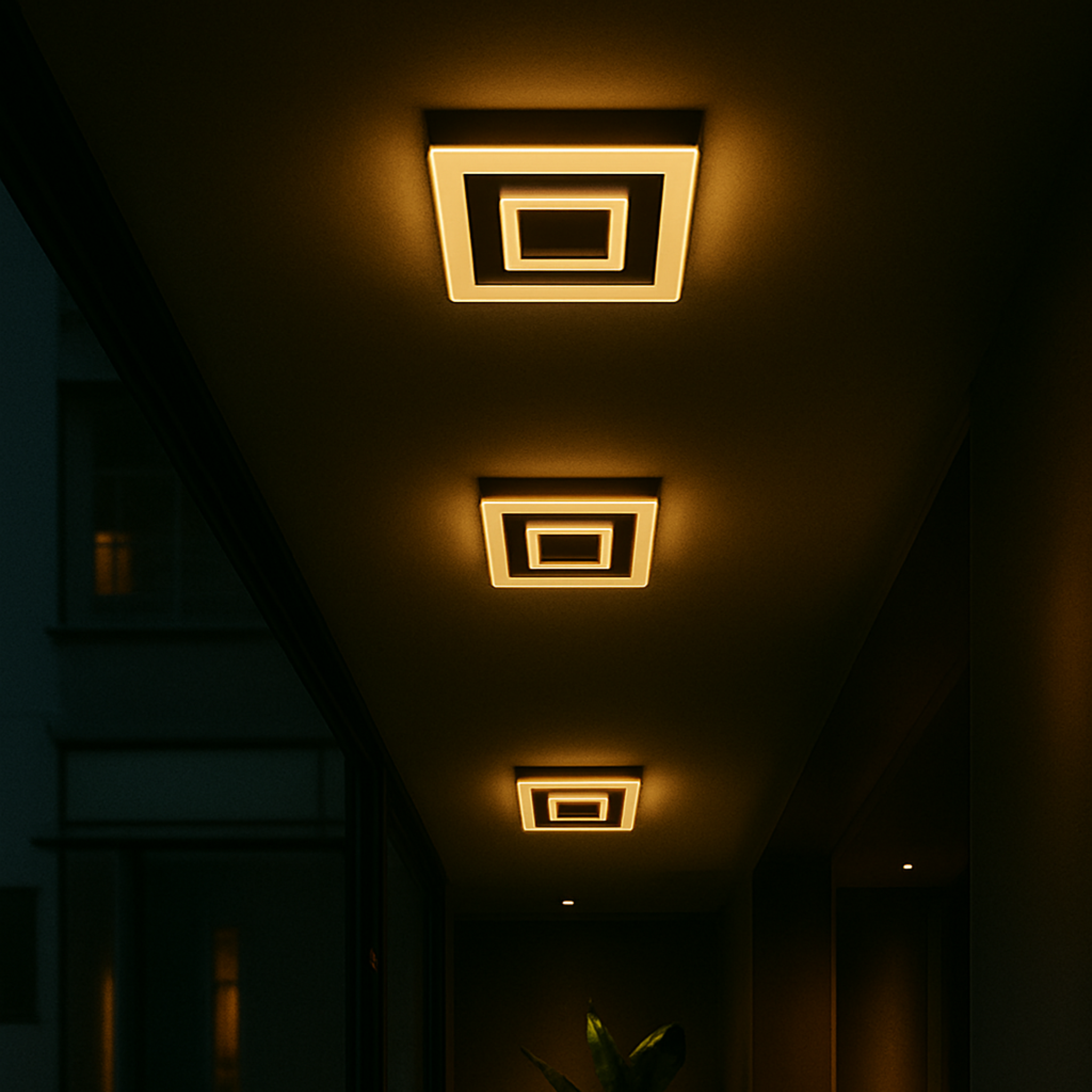 Plafon Orbe Quadra — LED Integrado, Design Geométrico e Acabamento Preto