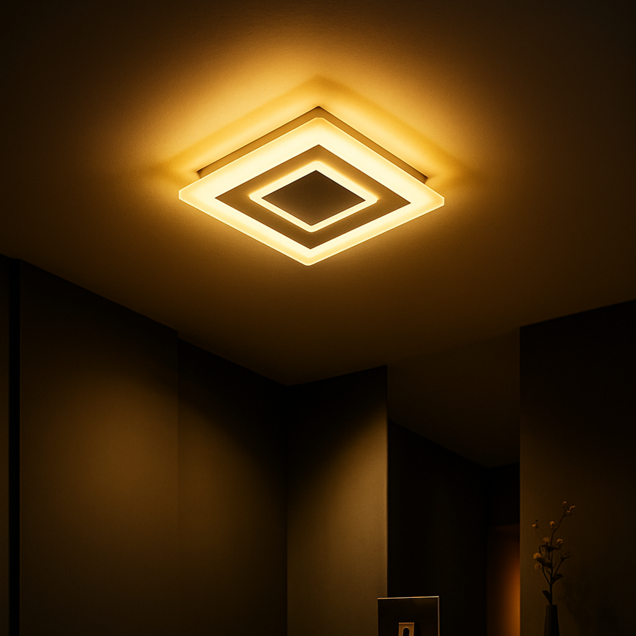 Plafon Orbe Quadra — LED Integrado, Design Geométrico e Acabamento Preto