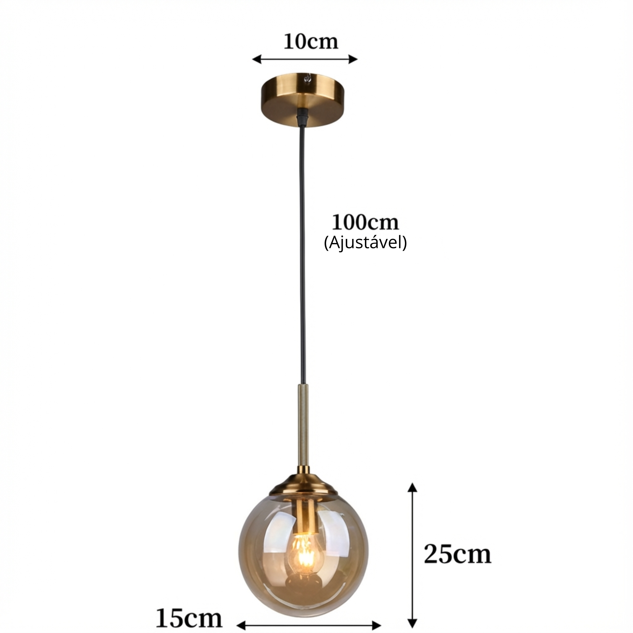 Pendente Orbe Lumina — vidro esférico e acabamento premium