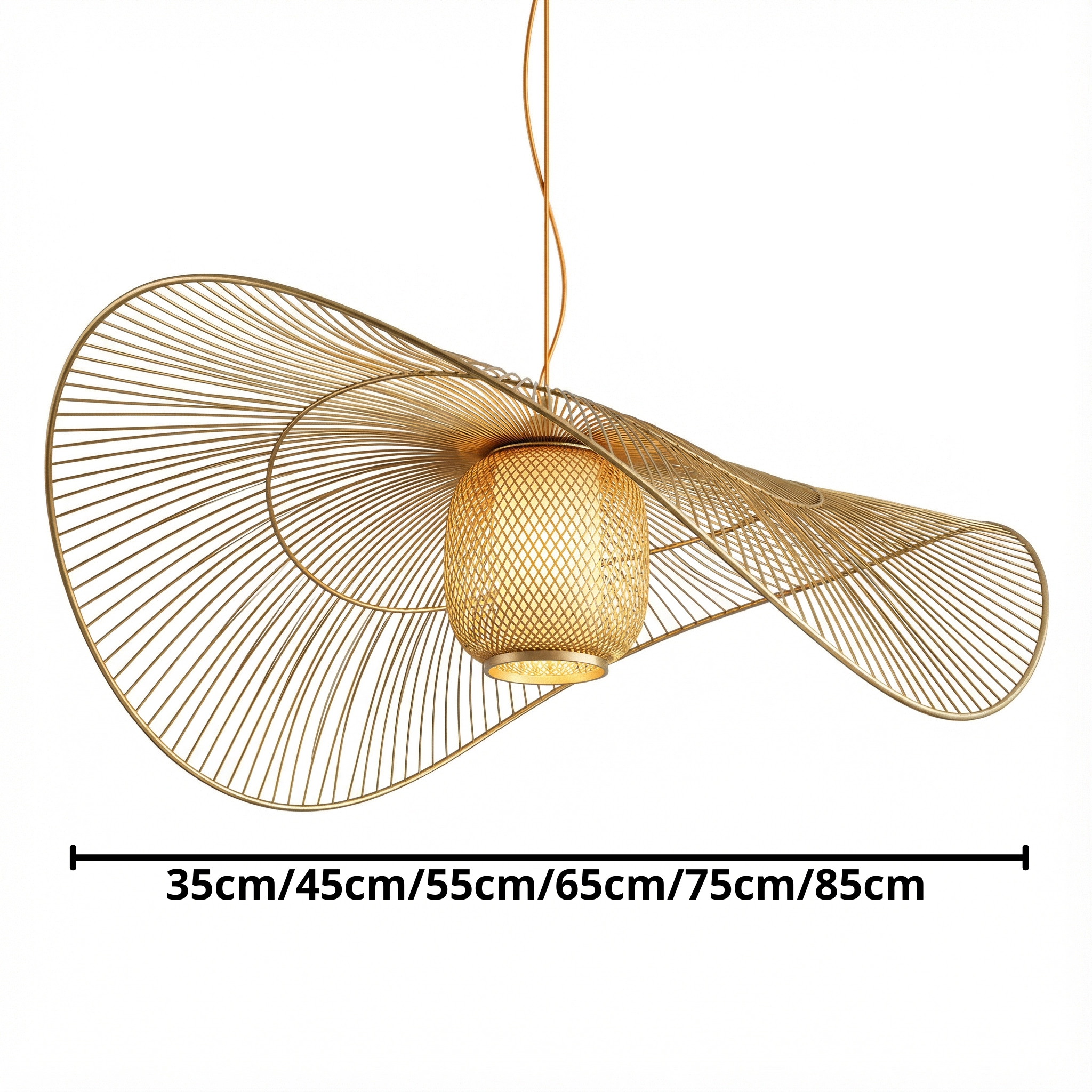 Plafon Bambu Wave — luz orgânica com desenho de sombras