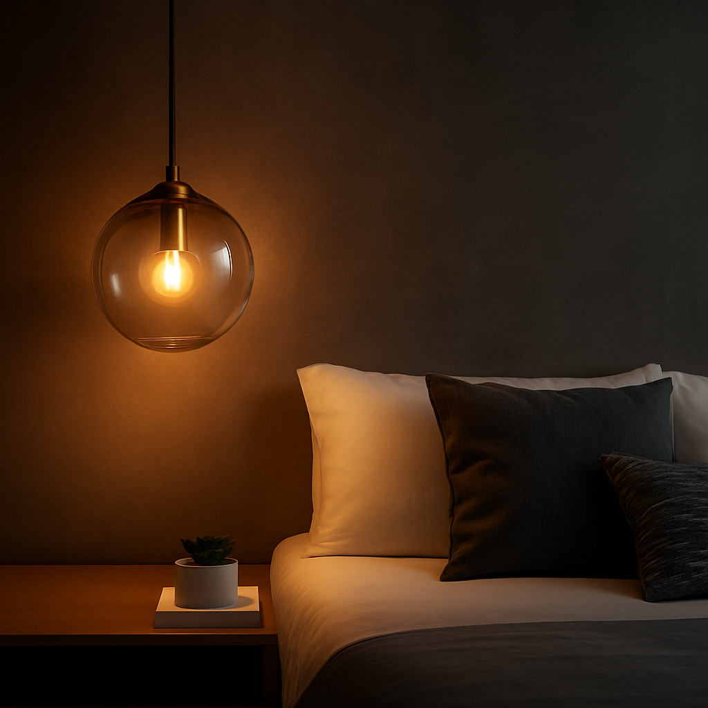 Pendente Orbe Lumina — vidro esférico e acabamento premium