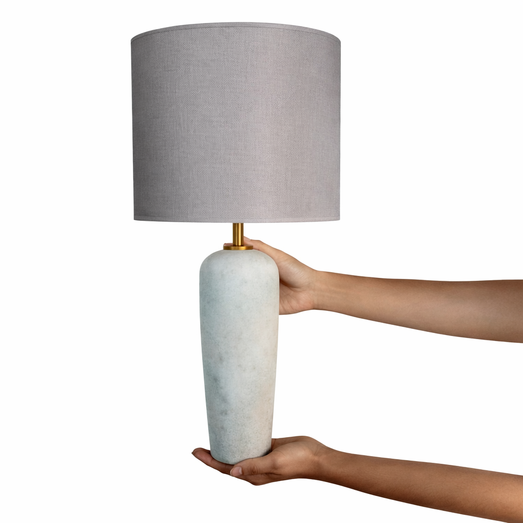 Abajur Cerâmica Aura — Cúpula em Tecido, Soquete E27 (Bivolt)