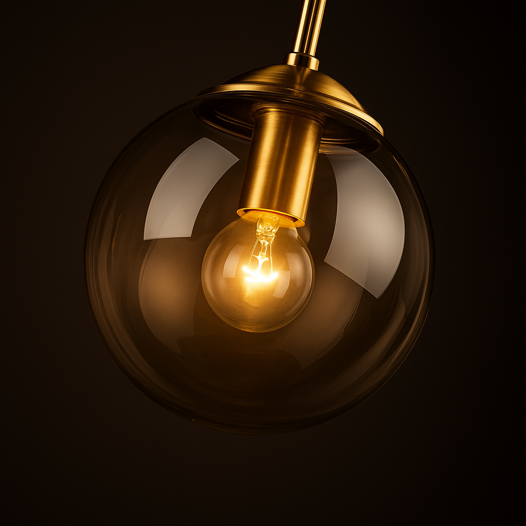 Pendente Orbe Lumina — vidro esférico e acabamento premium