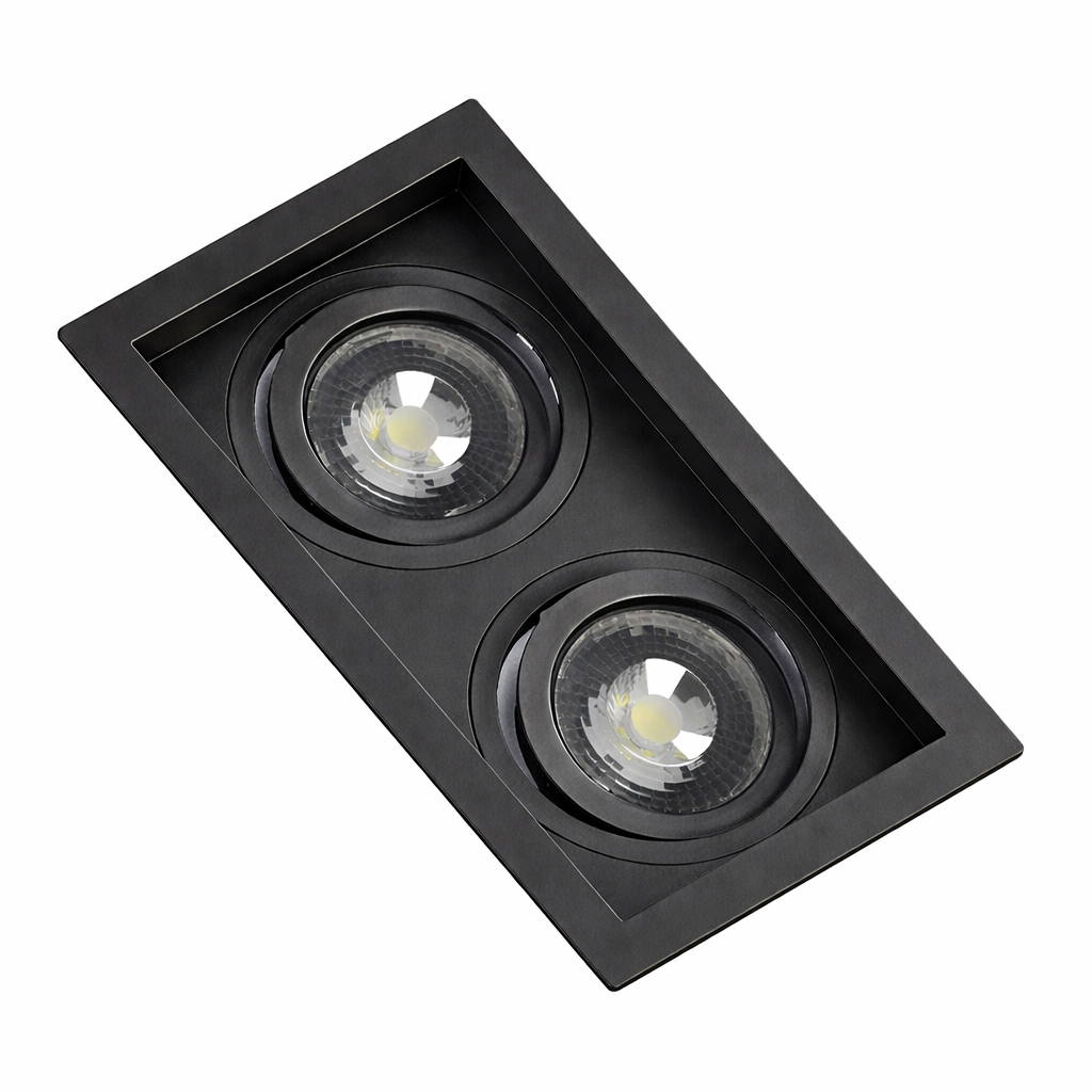 Kit Spot Duplo – Embutir Direcionável 2xE27 + 2 Lâmpadas LED 5,5W