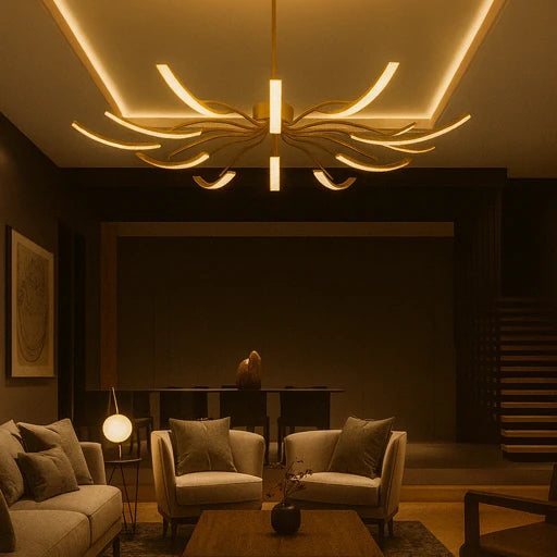Lustre Pendente Contemporâneo — Inox &  Acrílico, LED com Controle Remoto