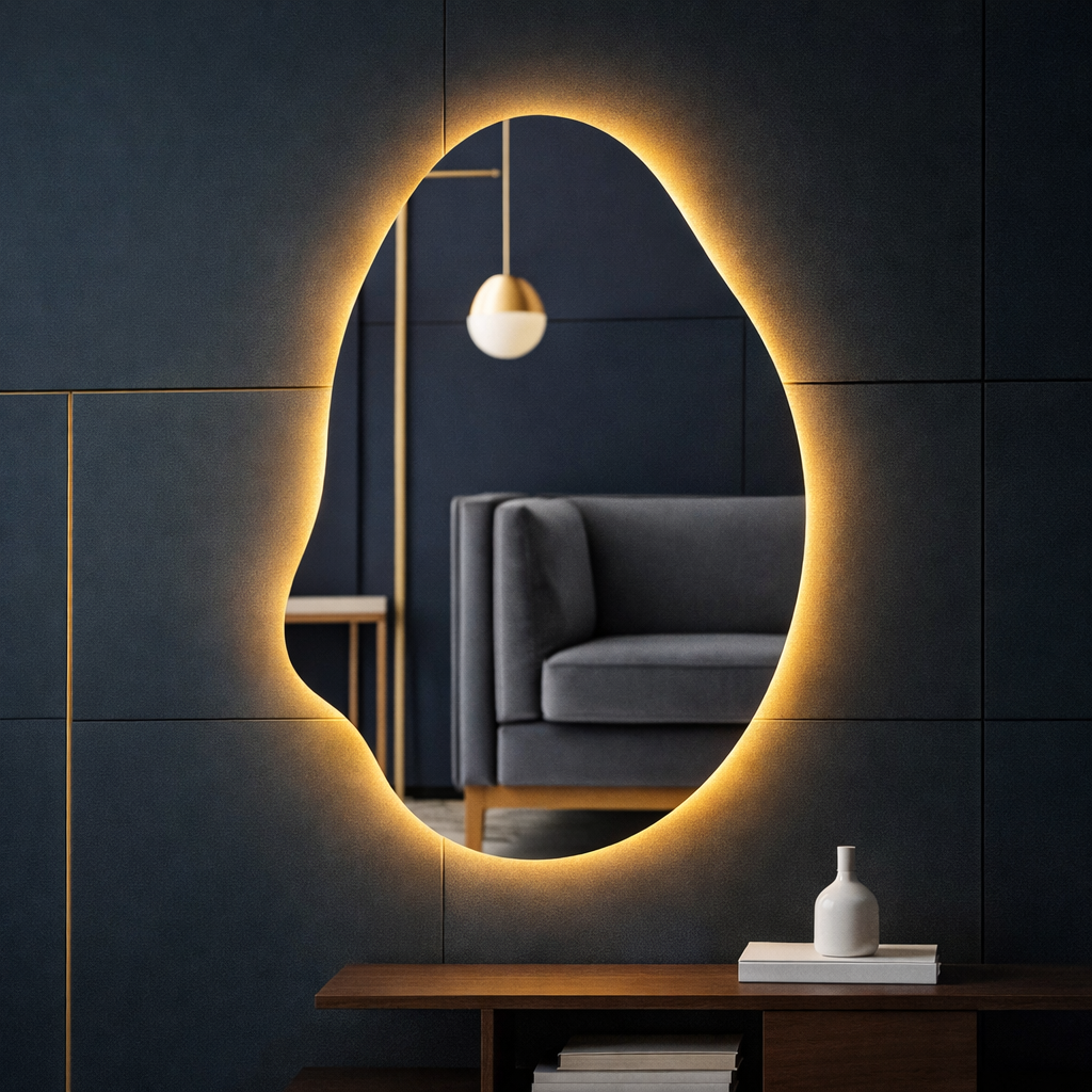 Espelho Orgânico com LED Botão Mágico 90×60 cm (Lumme Design)