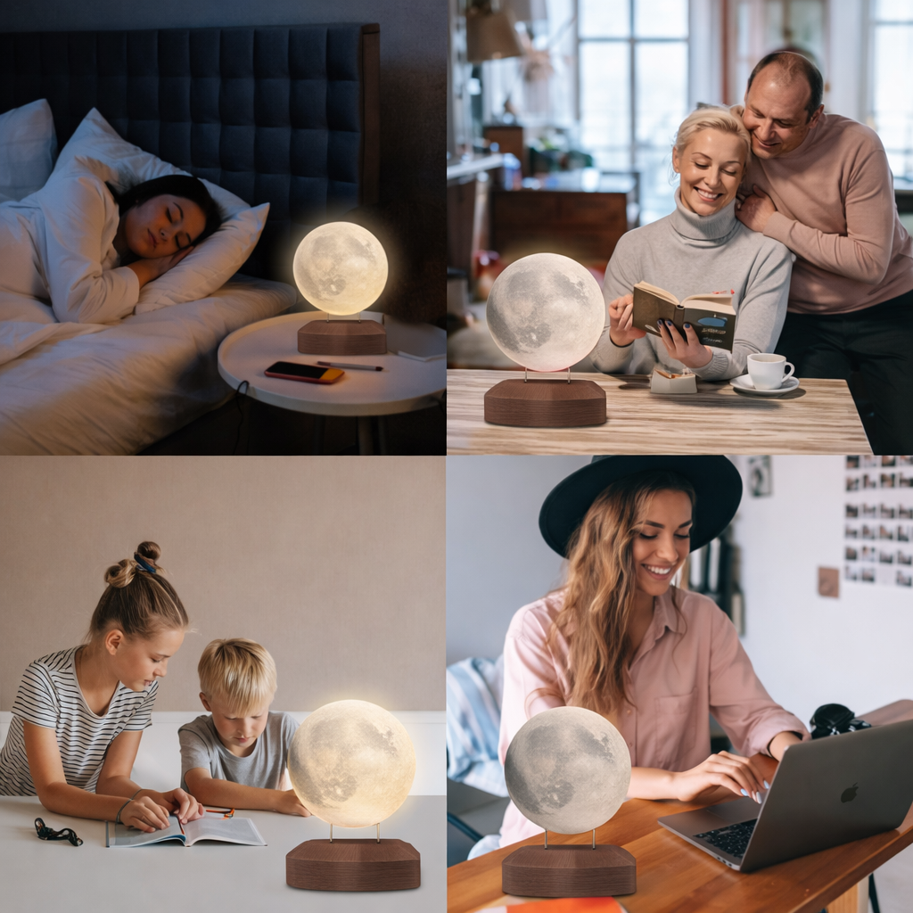 Luminária Magnética Lua — Luz Noturna LED com Temperatura de luz Ajustável