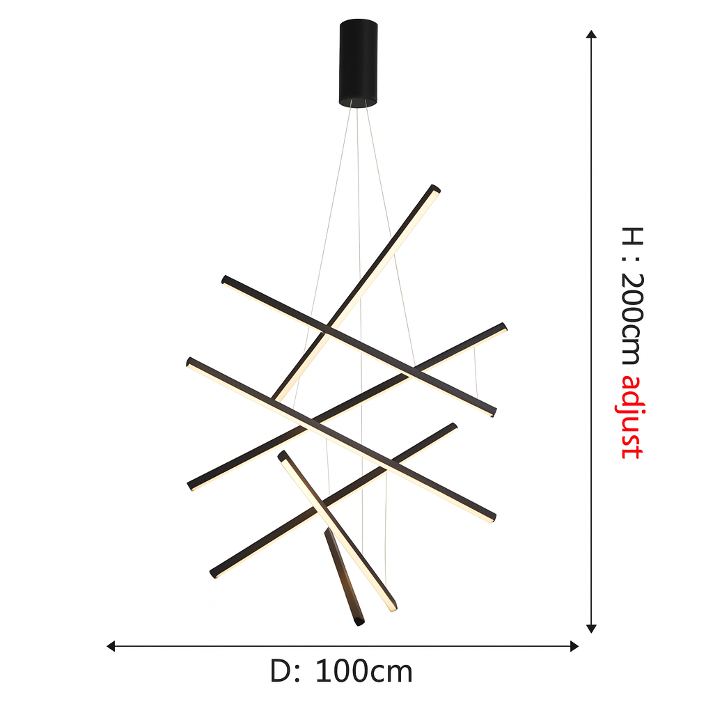 Lustre Pendente Escultural LED — Montagem Semi-embutida, Controle Remoto e Dimmer