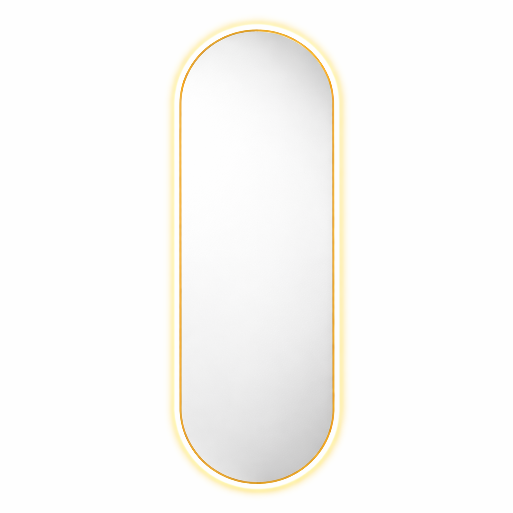 Espelho Oval com LED 150×40 cm — Elegância reta e luz profissional