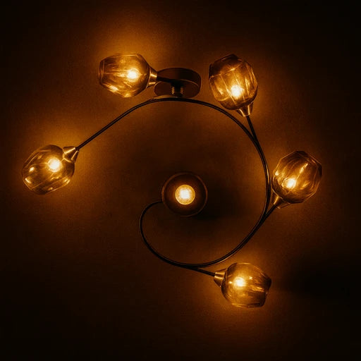 Lustre de Teto Orbe Cristallo — vidro facetado e brilho contemporâneo