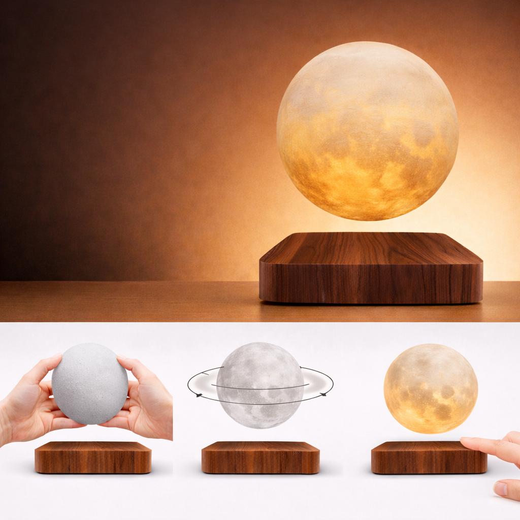 Luminária Magnética Lua — Luz Noturna LED com Temperatura de luz Ajustável
