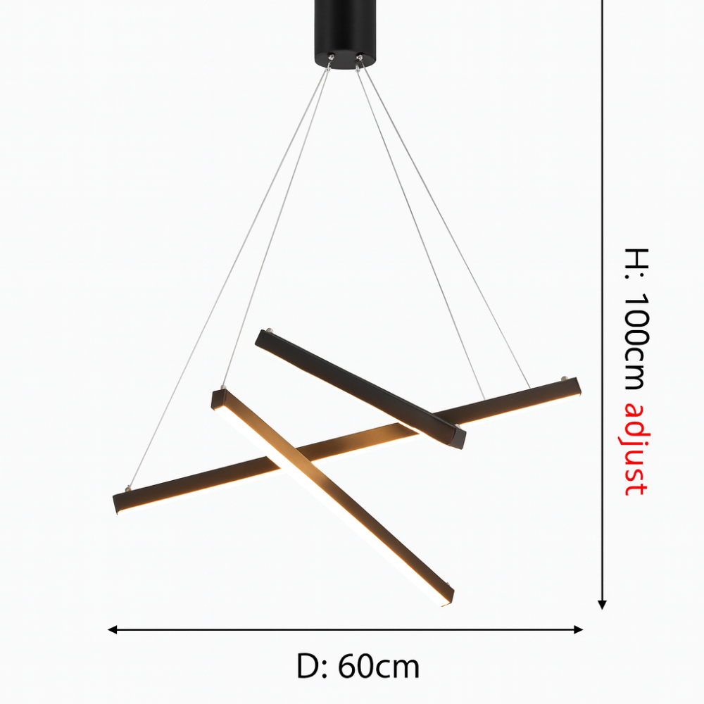Lustre Pendente Escultural LED — Montagem Semi-embutida, Controle Remoto e Dimmer