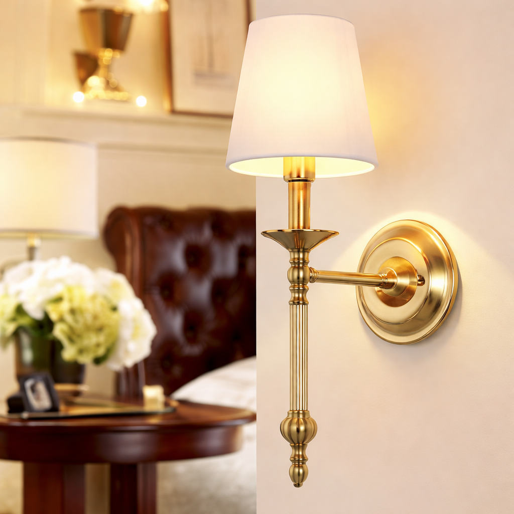 Arandela Classic Shade — Cobre &amp; Abajur em Tecido