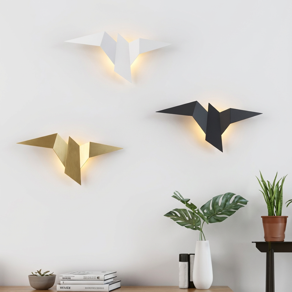 Arandela Origami Áurea — Inox e LED Decorativo