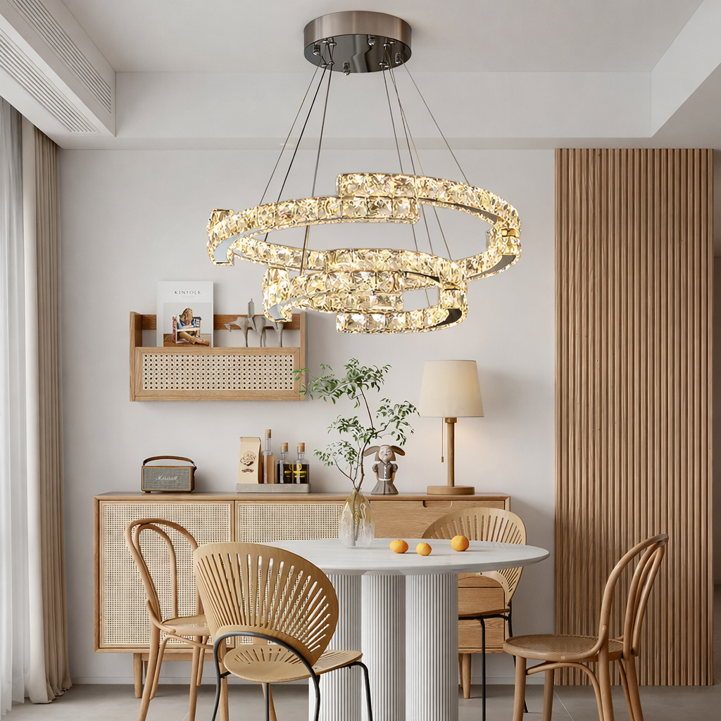 Lustre de Cristal K9 60/40 cm — LED 250W Dimerizável