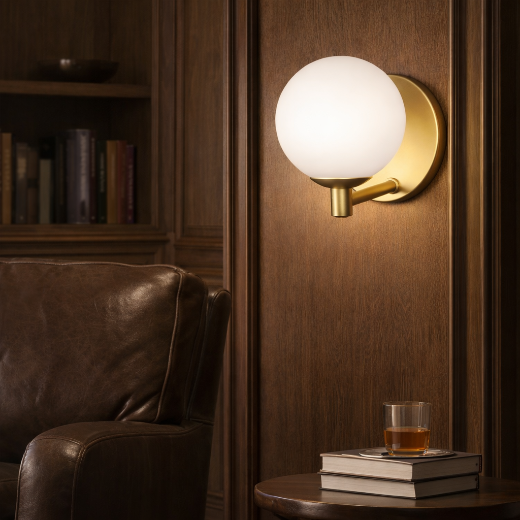 Arandela Orbe Prime — Elegância minimalista com globo de vidro
