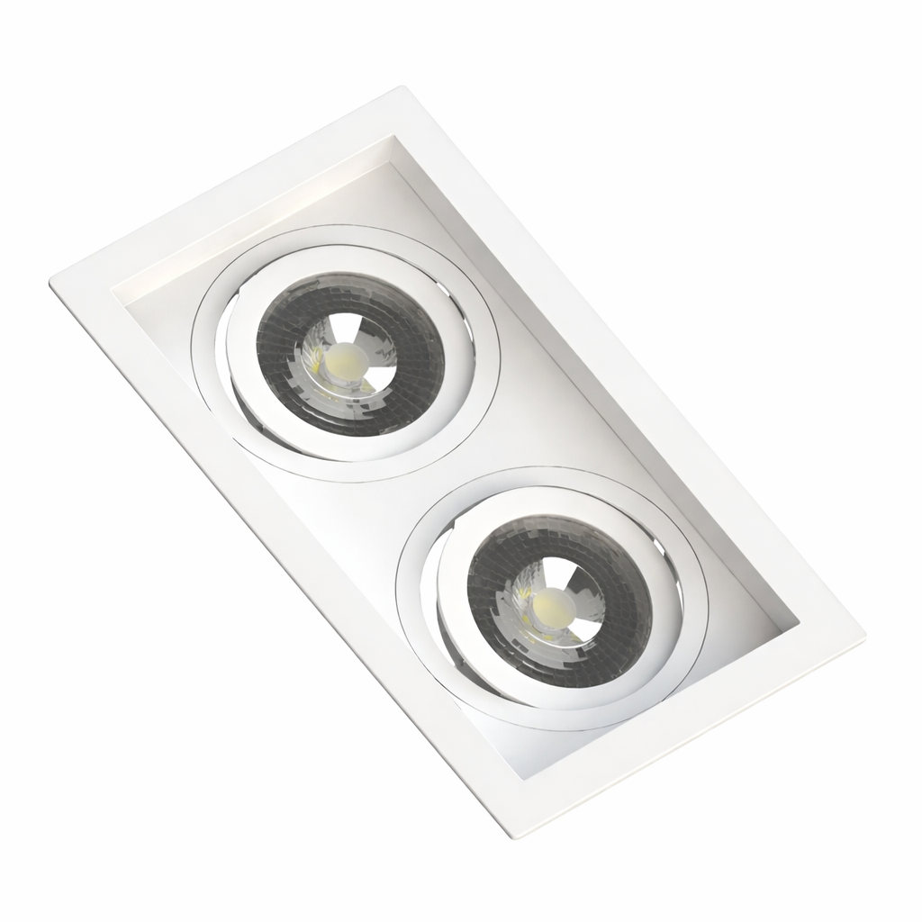 Kit Spot Duplo – Embutir Direcionável 2xE27 + 2 Lâmpadas LED 5,5W