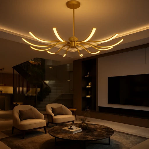 Lustre Pendente Contemporâneo — Inox &  Acrílico, LED com Controle Remoto