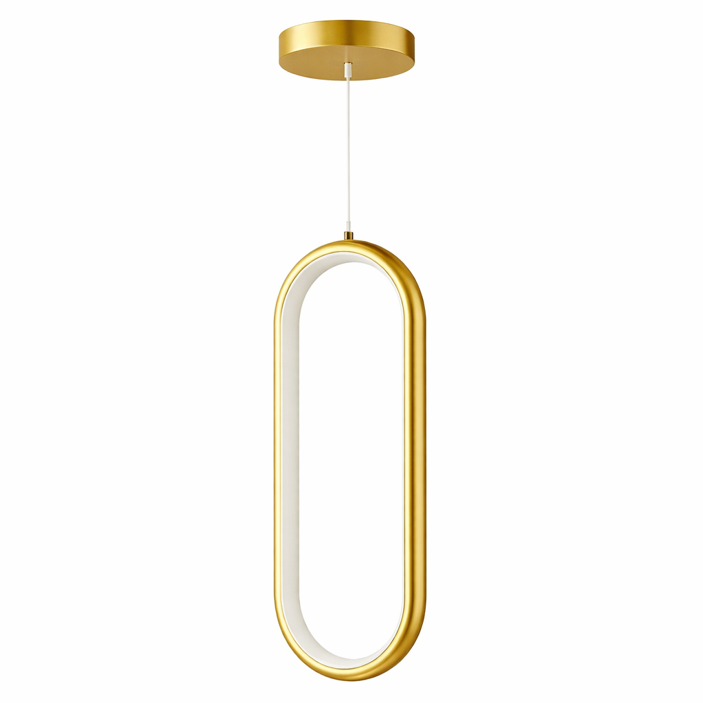 Pendente Elipse Lux — Oval Dourado com LED 18W (3000K) Bivolt