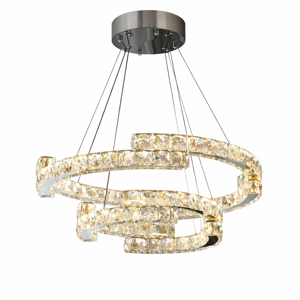 Lustre de Cristal K9 60/40 cm — LED 250W Dimerizável