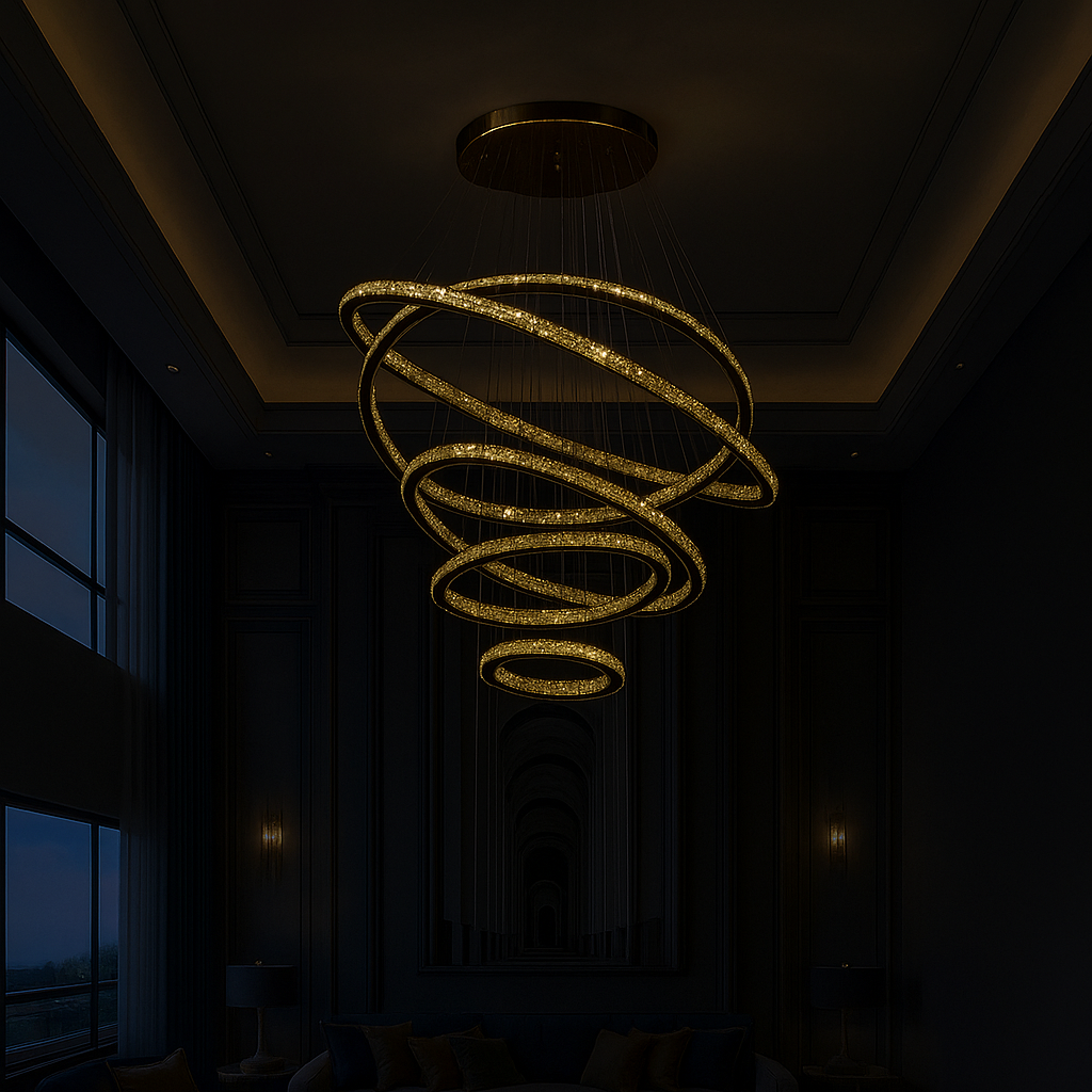 Lustre Pendente Luxo 5 Anéis