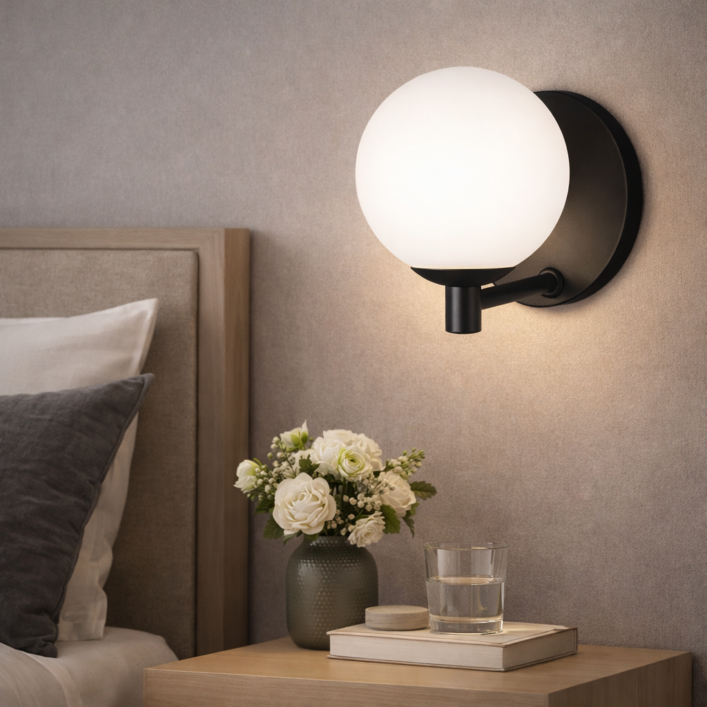 Arandela Orbe Prime — Elegância minimalista com globo de vidro