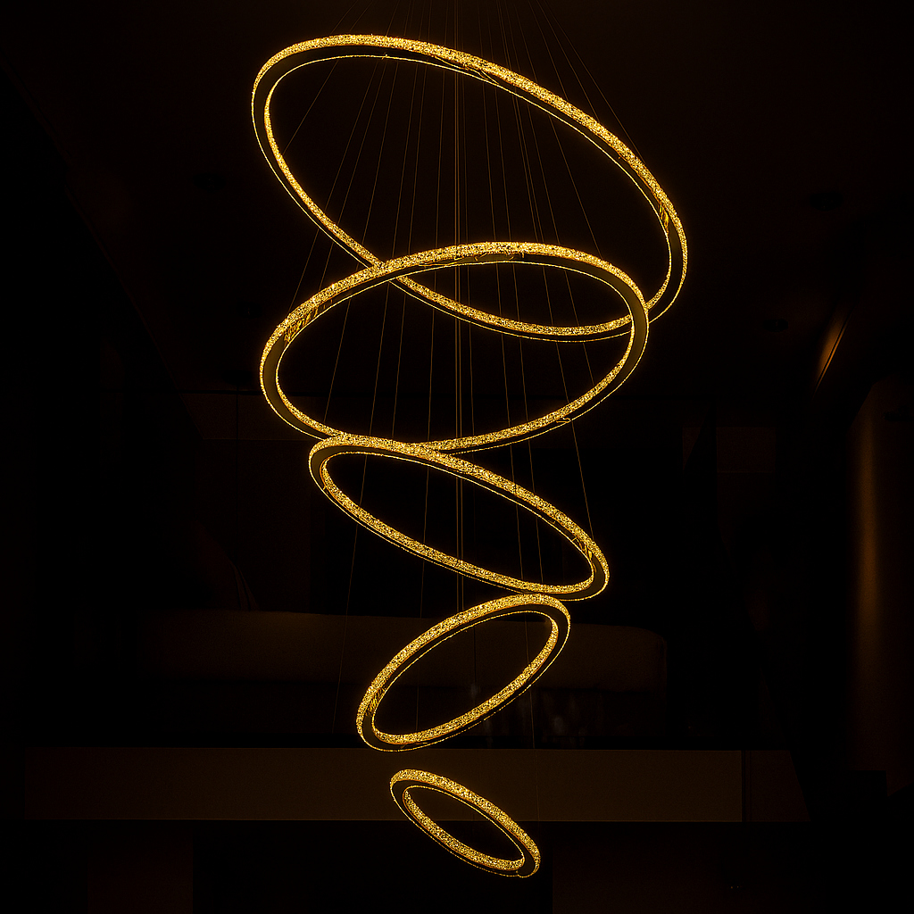 Lustre Pendente Luxo 5 Anéis