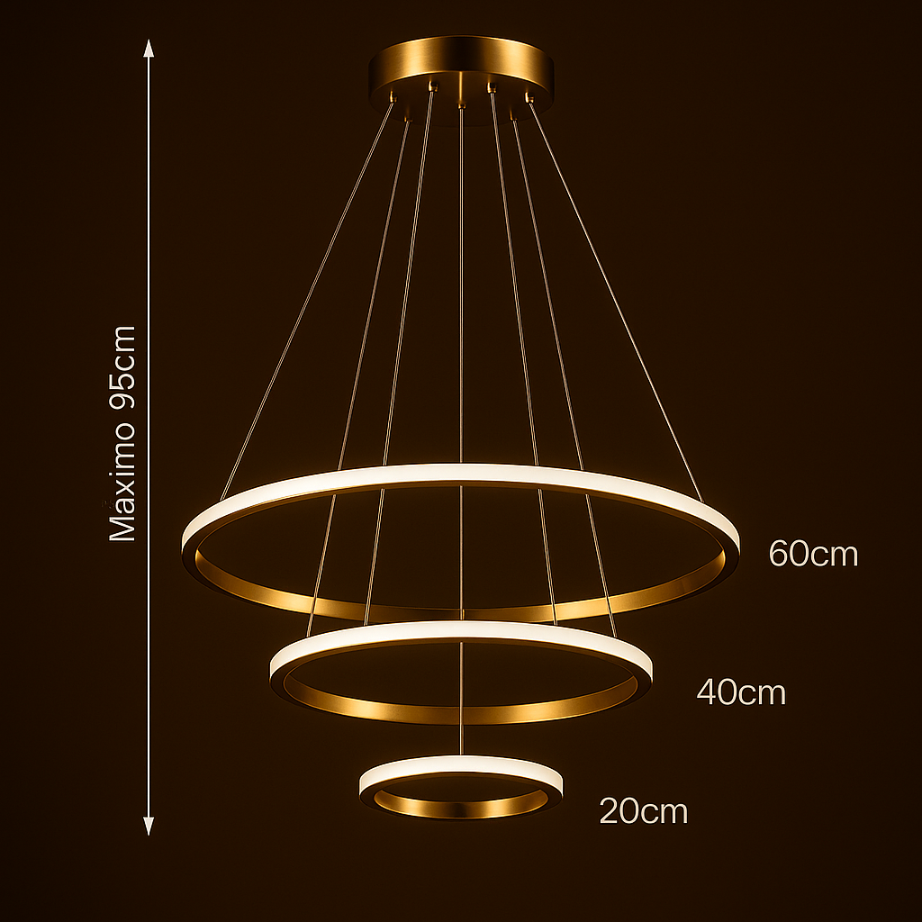 Lustre Pendente 3 Aros - Aurea