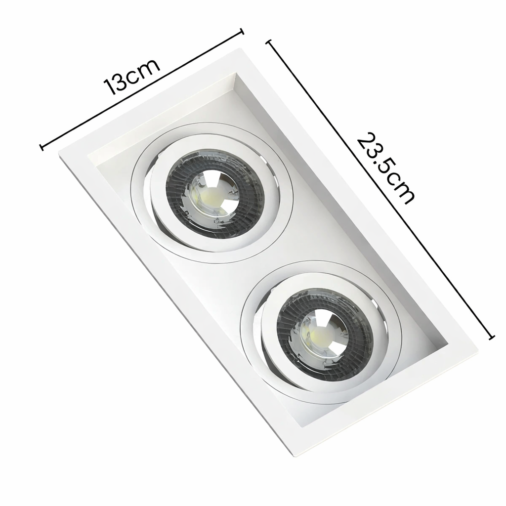 Kit Spot Duplo – Embutir Direcionável 2xE27 + 2 Lâmpadas LED 5,5W