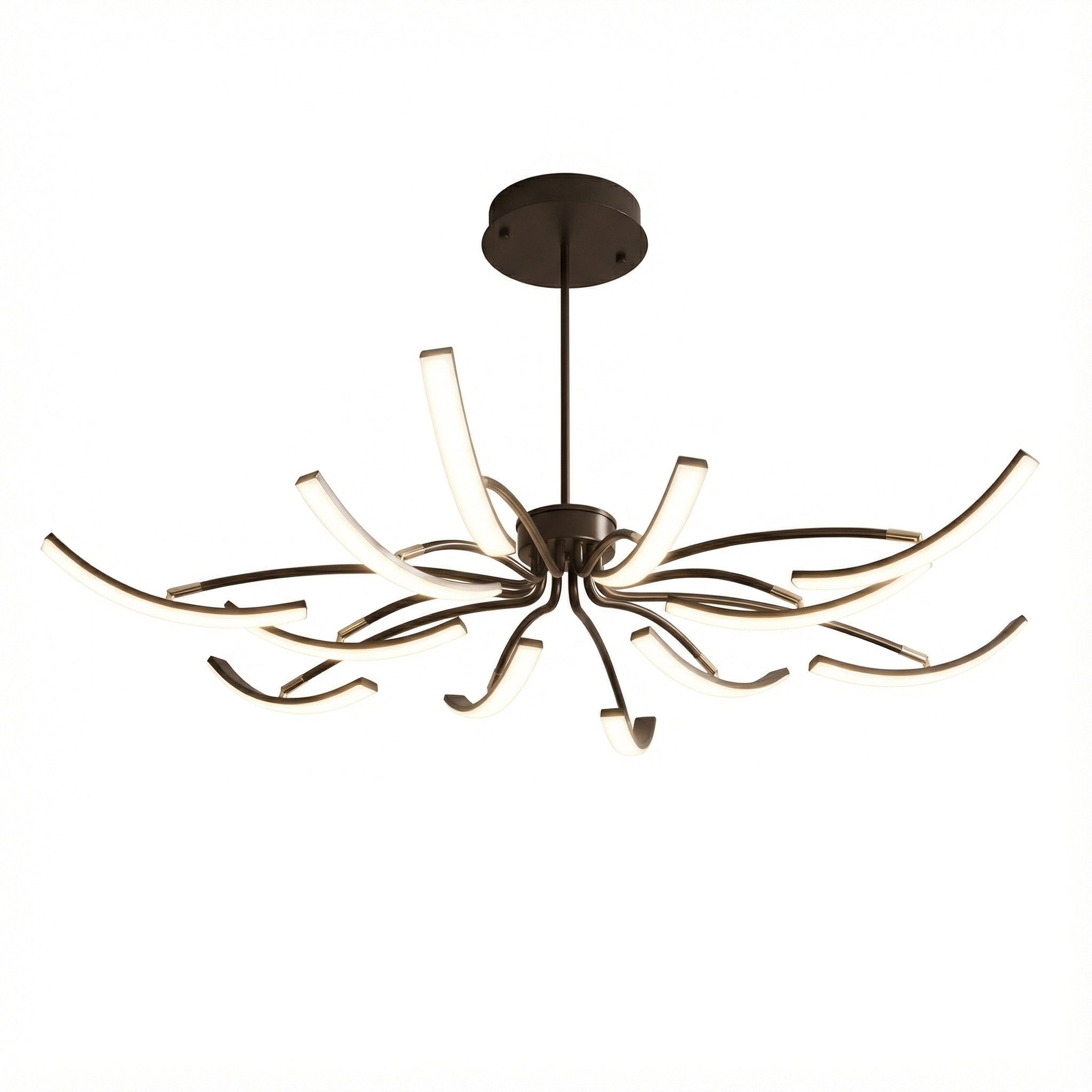 Lustre Pendente Contemporâneo — Inox &  Acrílico, LED com Controle Remoto