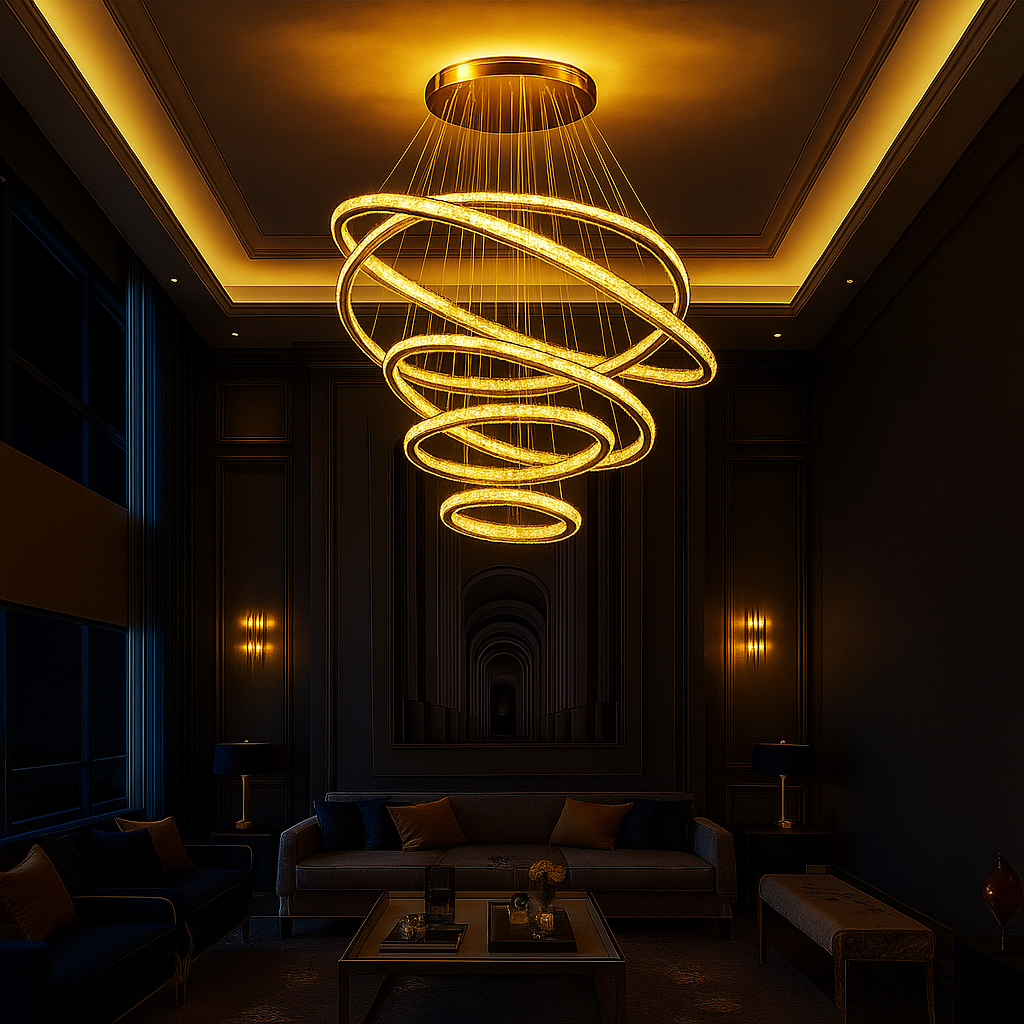 Lustre Pendente Luxo 5 Anéis