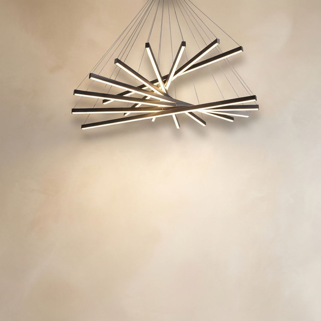 Lustre Pendente Escultural LED — Montagem Semi-embutida, Controle Remoto e Dimmer