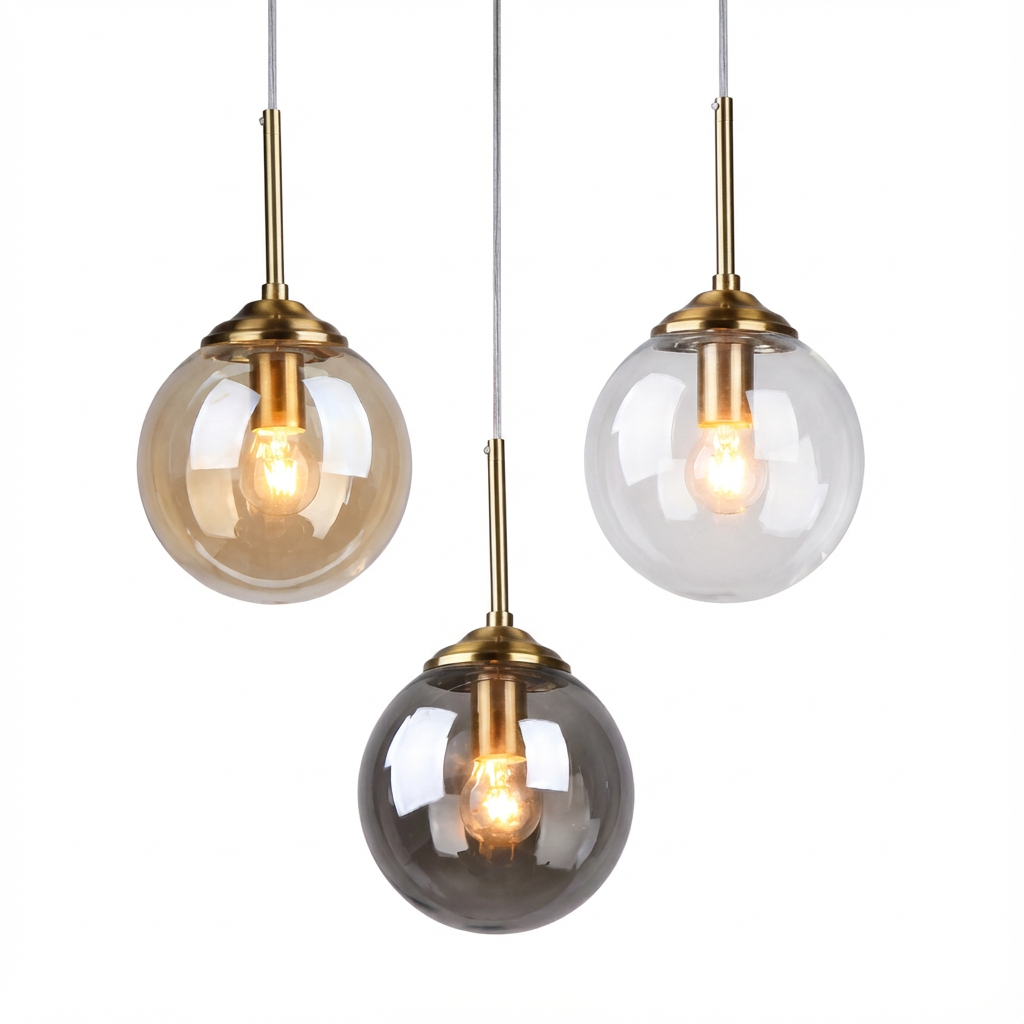 Pendente Orbe Lumina — vidro esférico e acabamento premium