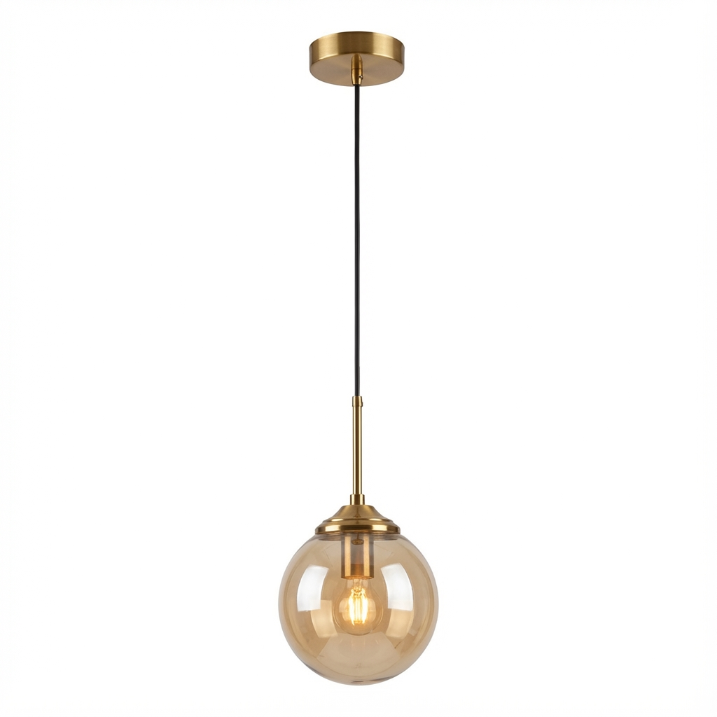 Pendente Orbe Lumina — vidro esférico e acabamento premium