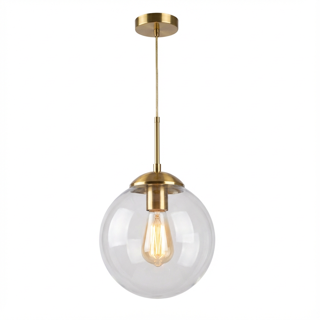 Pendente Orbe Lumina — vidro esférico e acabamento premium