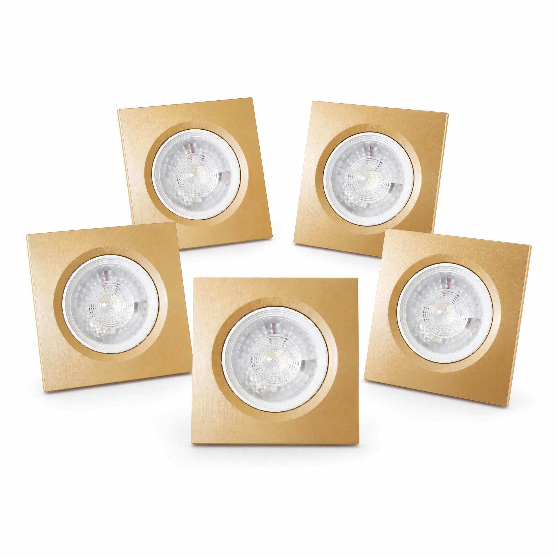 Kit 5 Spots de Embutir Quadrado Vertex Gold