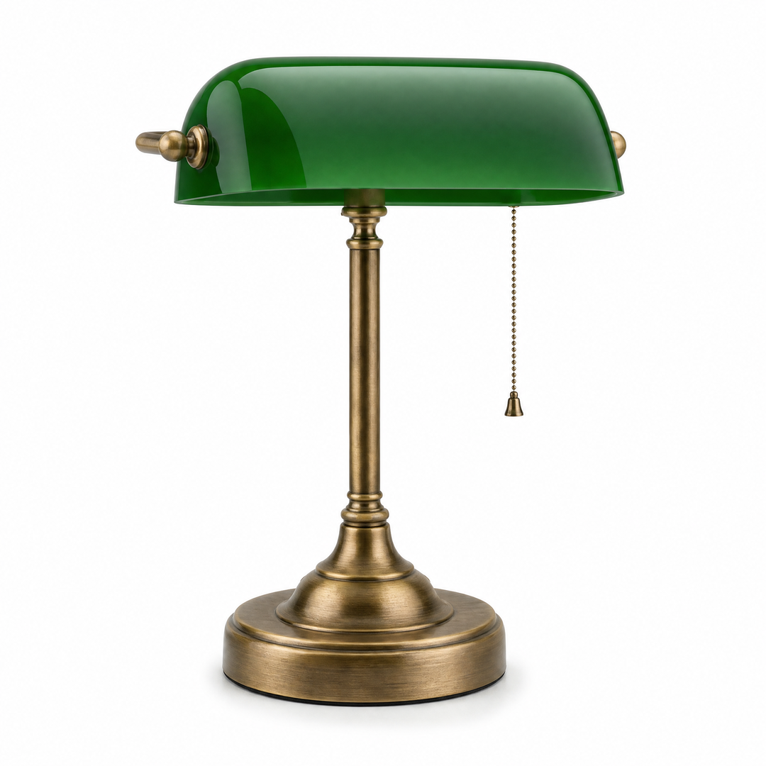 Abajur de Mesa Clássico Emerald Brass