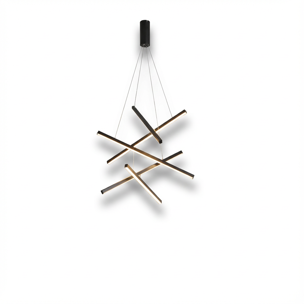 Lustre Pendente Escultural LED — Montagem Semi-embutida, Controle Remoto e Dimmer