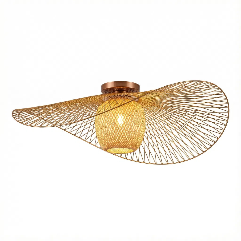 Plafon Bambu Wave — luz orgânica com desenho de sombras